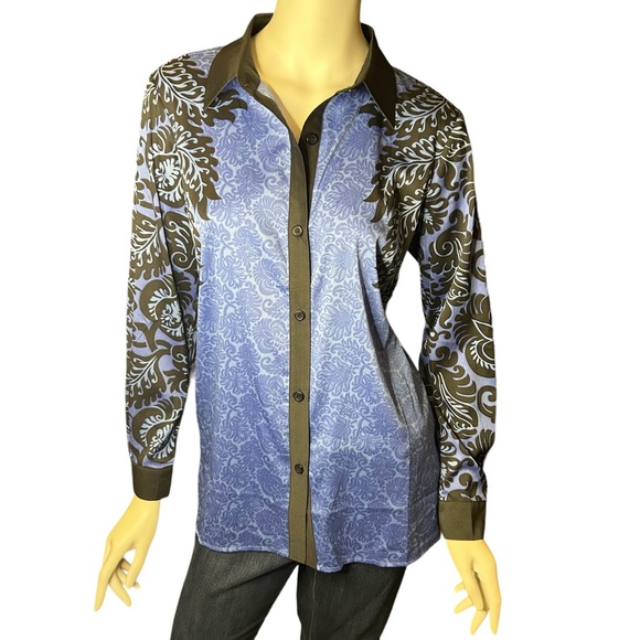 NWT Bob Mackie Wearable Art Blouse Small Blue - Picture 12 of 12